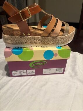 Soda Women’s Gold Multi Platform Espadrille Sandal